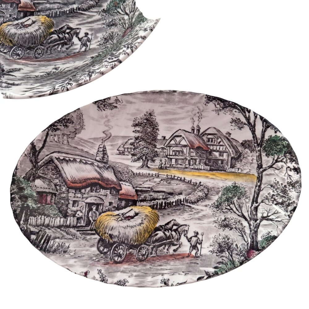 3 Yorkshire Staffordshire England Hand-Engraved Ironstone Bowls Oval Round 4405 - Picture 3 of 11